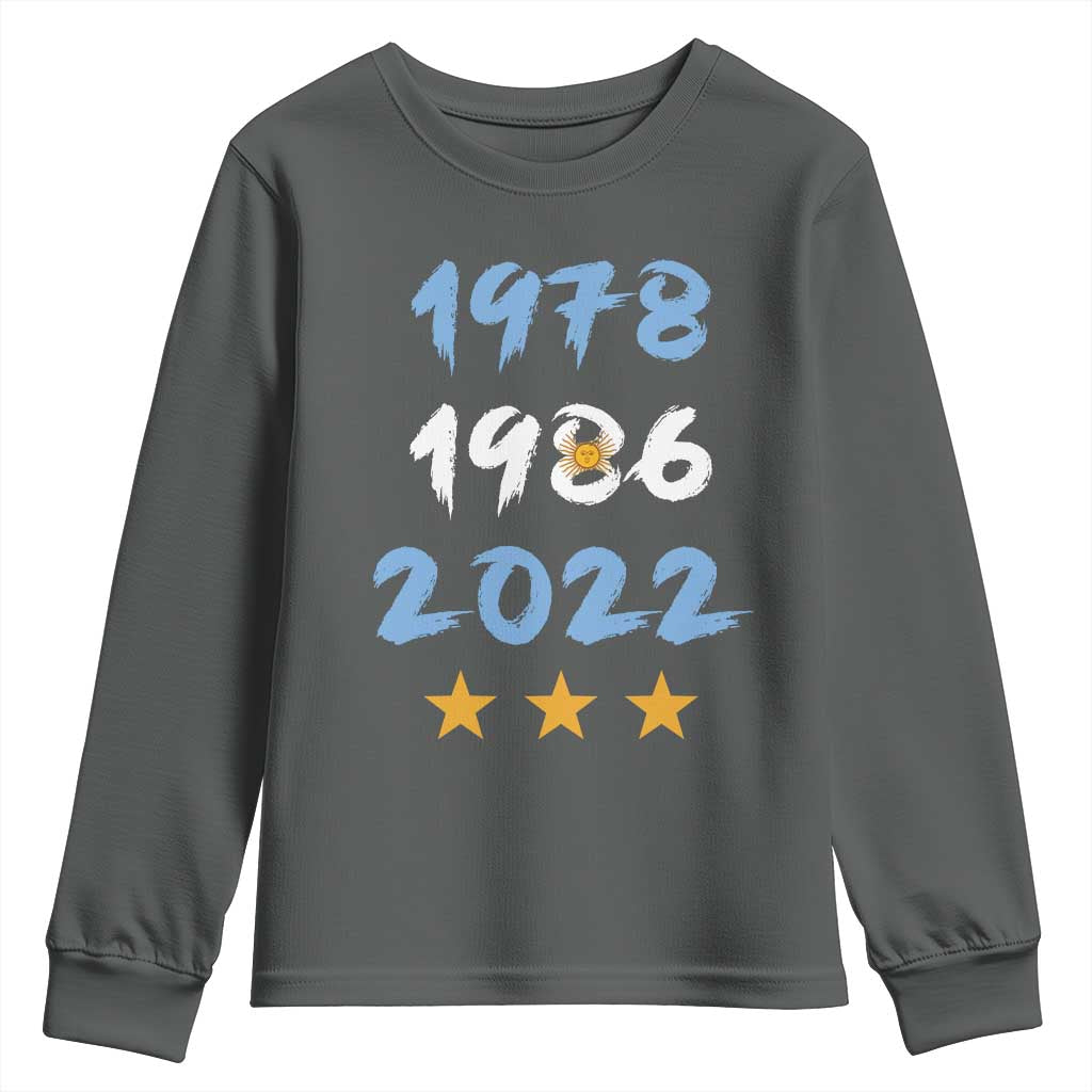 Argentina 3 Stars Champions Youth Sweatshirt 1978 1986 2022 Football Pride