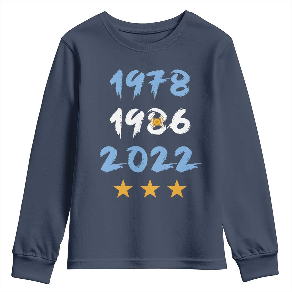 Argentina 3 Stars Champions Youth Sweatshirt 1978 1986 2022 Football Pride