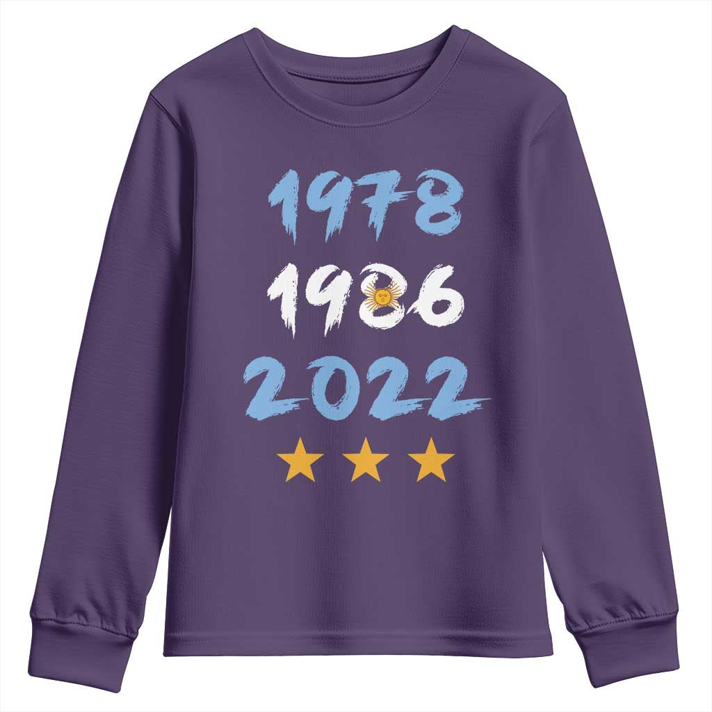 Argentina 3 Stars Champions Youth Sweatshirt 1978 1986 2022 Football Pride