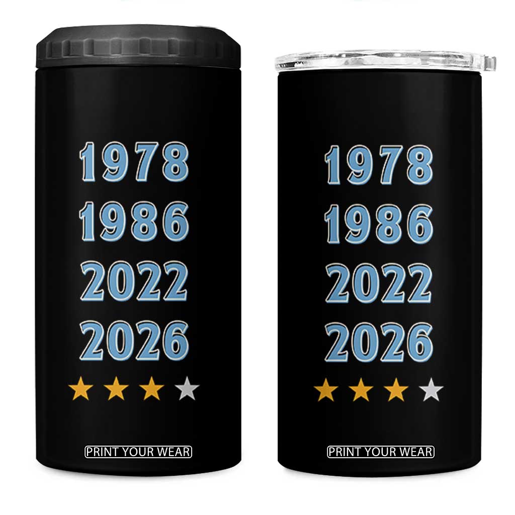 Argentina Flag Pride Soccer 4 in 1 Can Cooler Tumbler 1978 1986 2022 Future Fourth Star