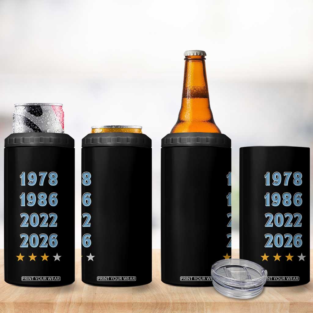 Argentina Flag Pride Soccer 4 in 1 Can Cooler Tumbler 1978 1986 2022 Future Fourth Star