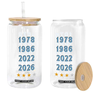 Argentina Flag Pride Soccer Glass Can 1978 1986 2022 Future Fourth Star