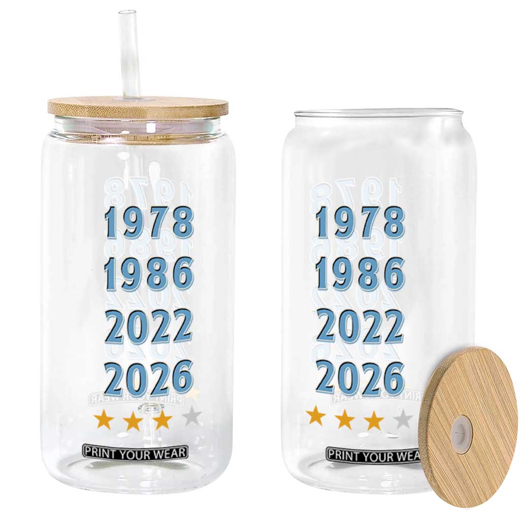 Argentina Flag Pride Soccer Glass Can 1978 1986 2022 Future Fourth Star