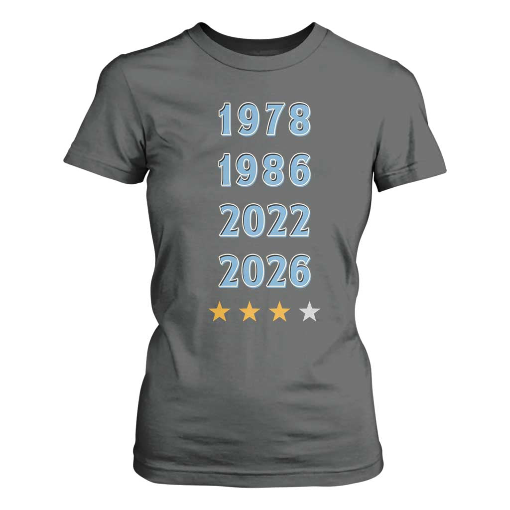 Argentina Flag Pride Soccer T Shirt For Women 1978 1986 2022 Future Fourth Star