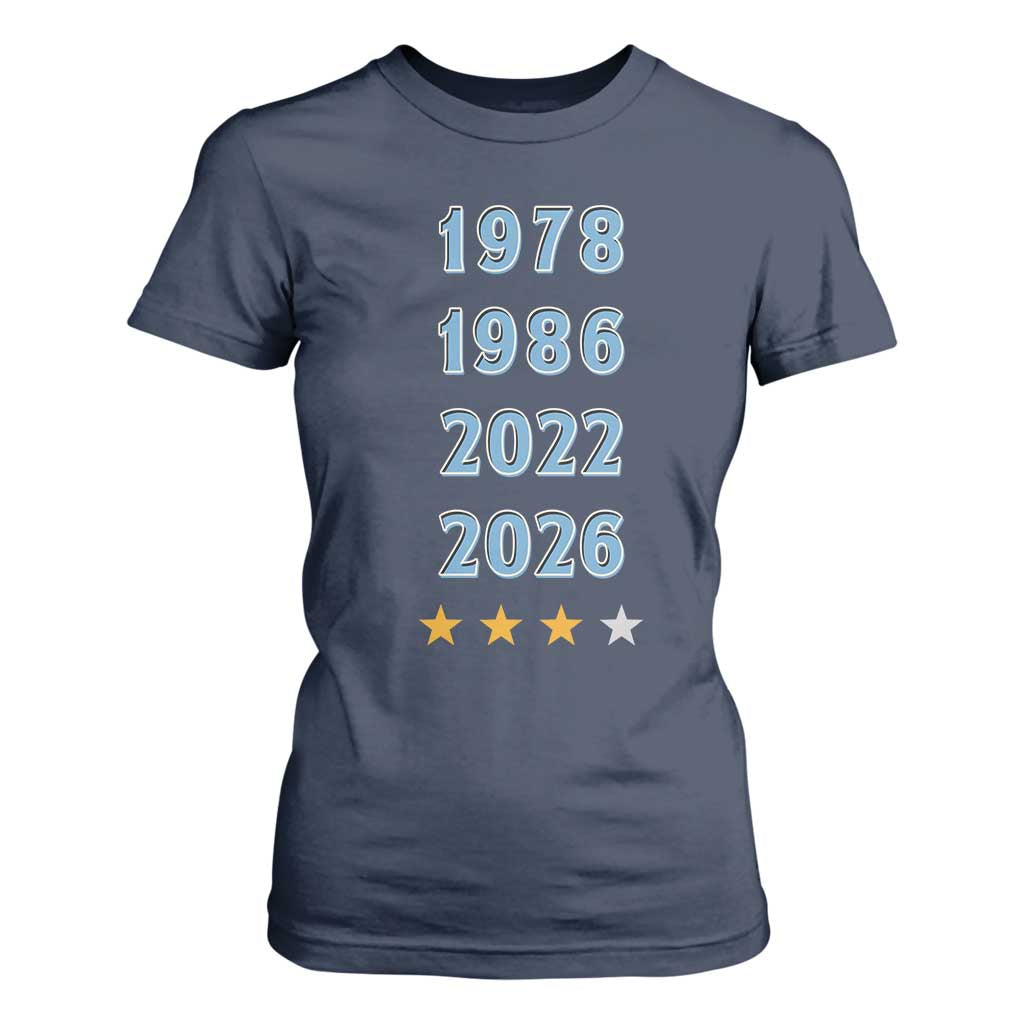 Argentina Flag Pride Soccer T Shirt For Women 1978 1986 2022 Future Fourth Star