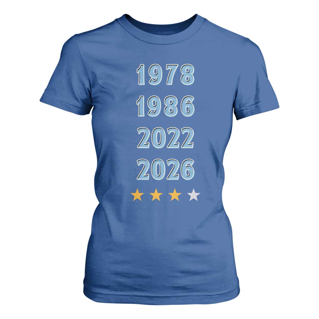 Argentina Flag Pride Soccer T Shirt For Women 1978 1986 2022 Future Fourth Star