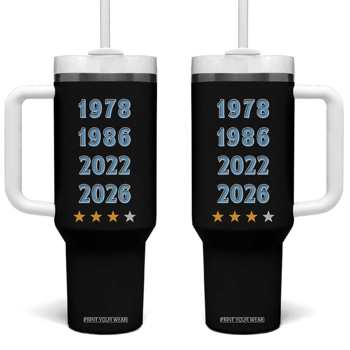 Argentina Flag Pride Soccer Tumbler With Handle 1978 1986 2022 Future Fourth Star
