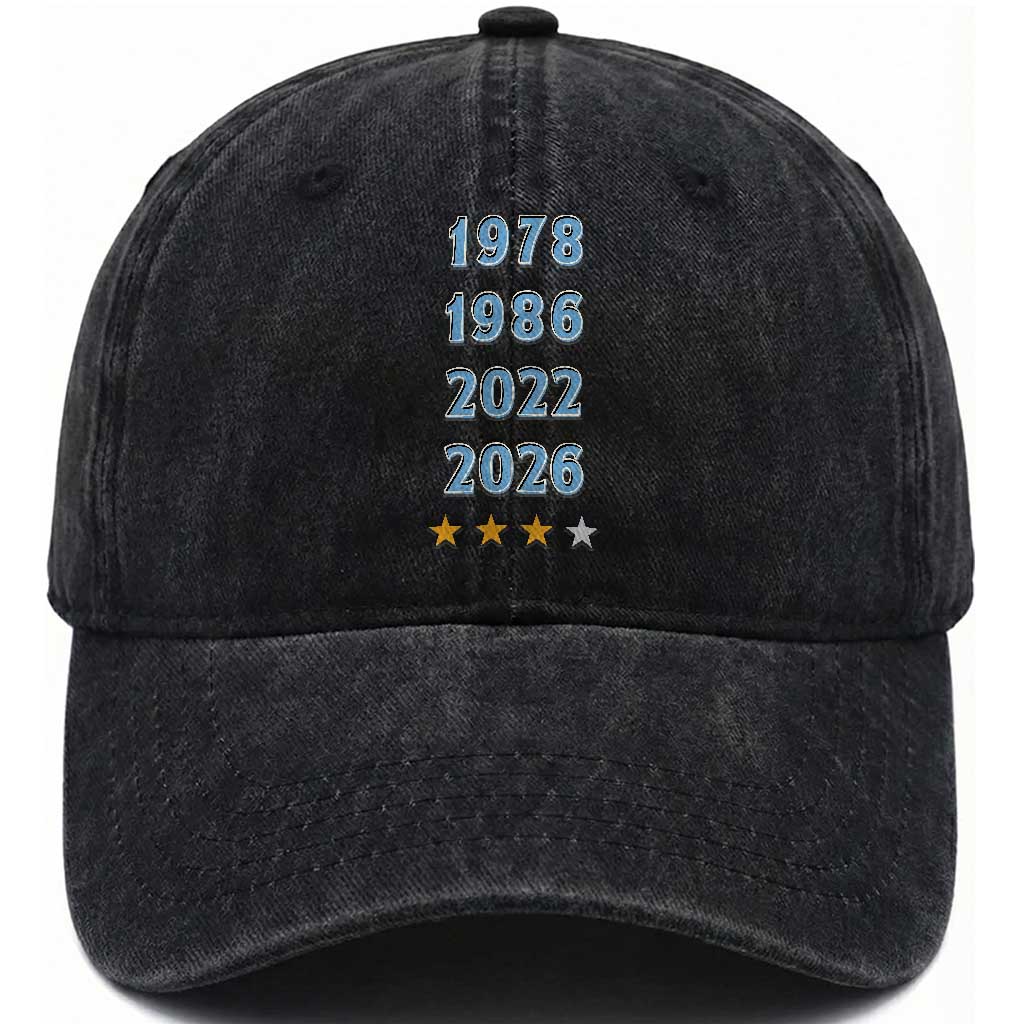 Argentina Flag Pride Soccer Washed Cotton Baseball Cap 1978 1986 2022 Future Fourth Star TS12 Print Your Wear
