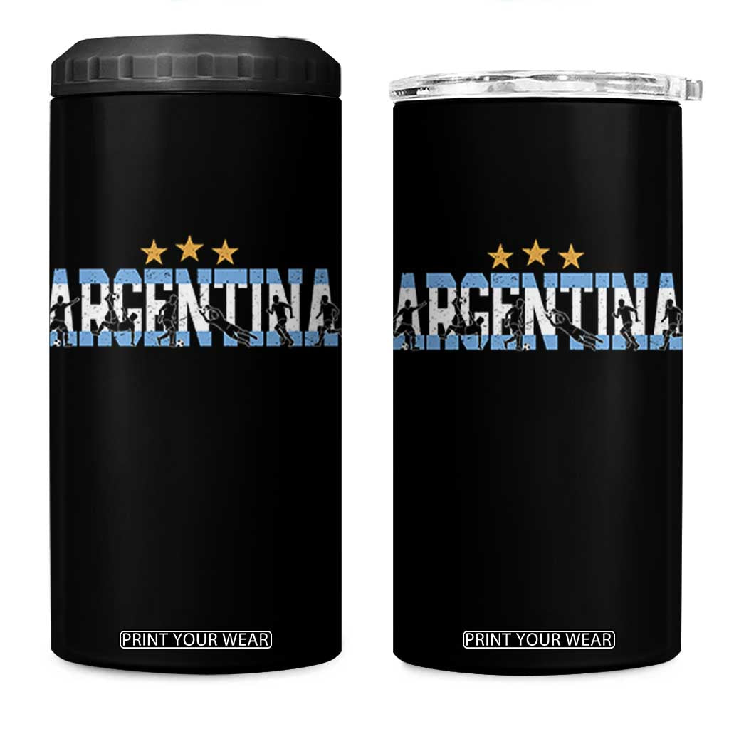 Proud Argentina Futbol Supporter National Pride Gift 4 in 1 Can Cooler Tumbler