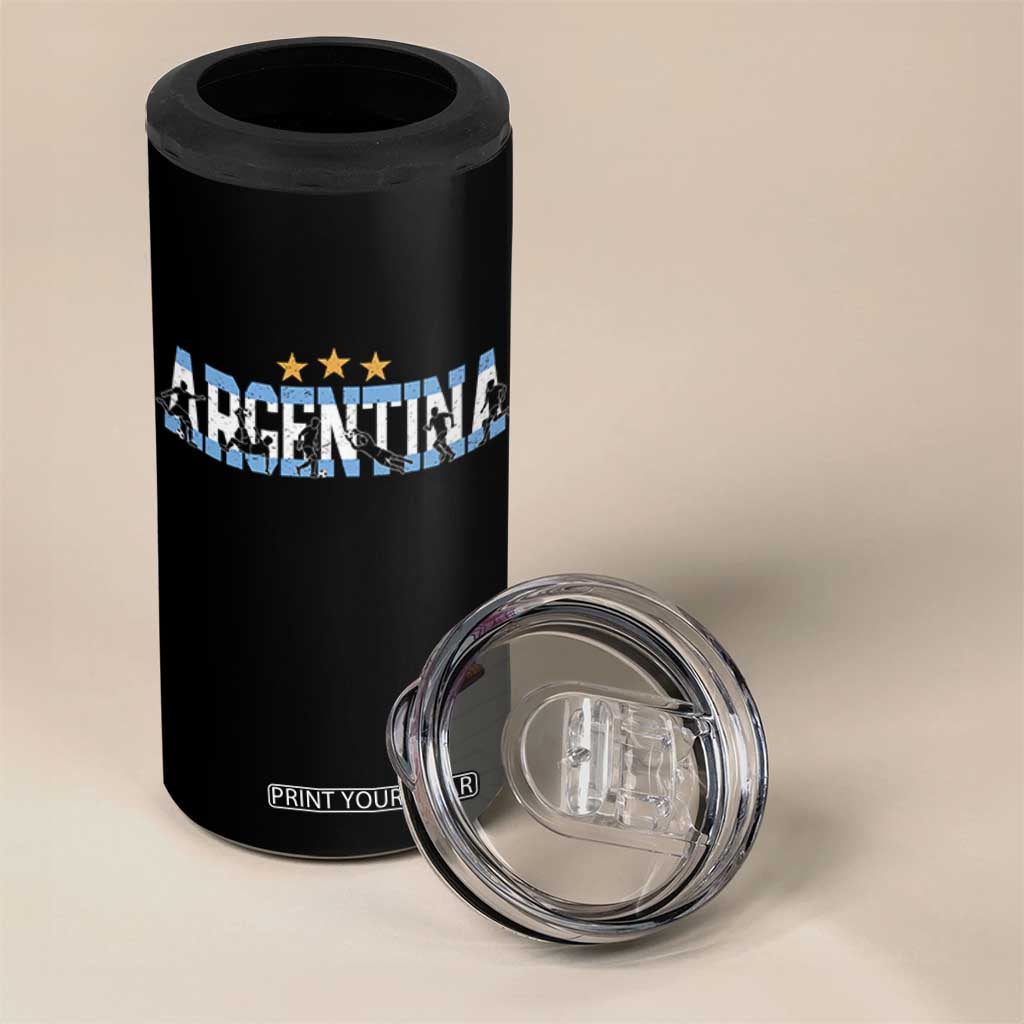 Proud Argentina Futbol Supporter National Pride Gift 4 in 1 Can Cooler Tumbler