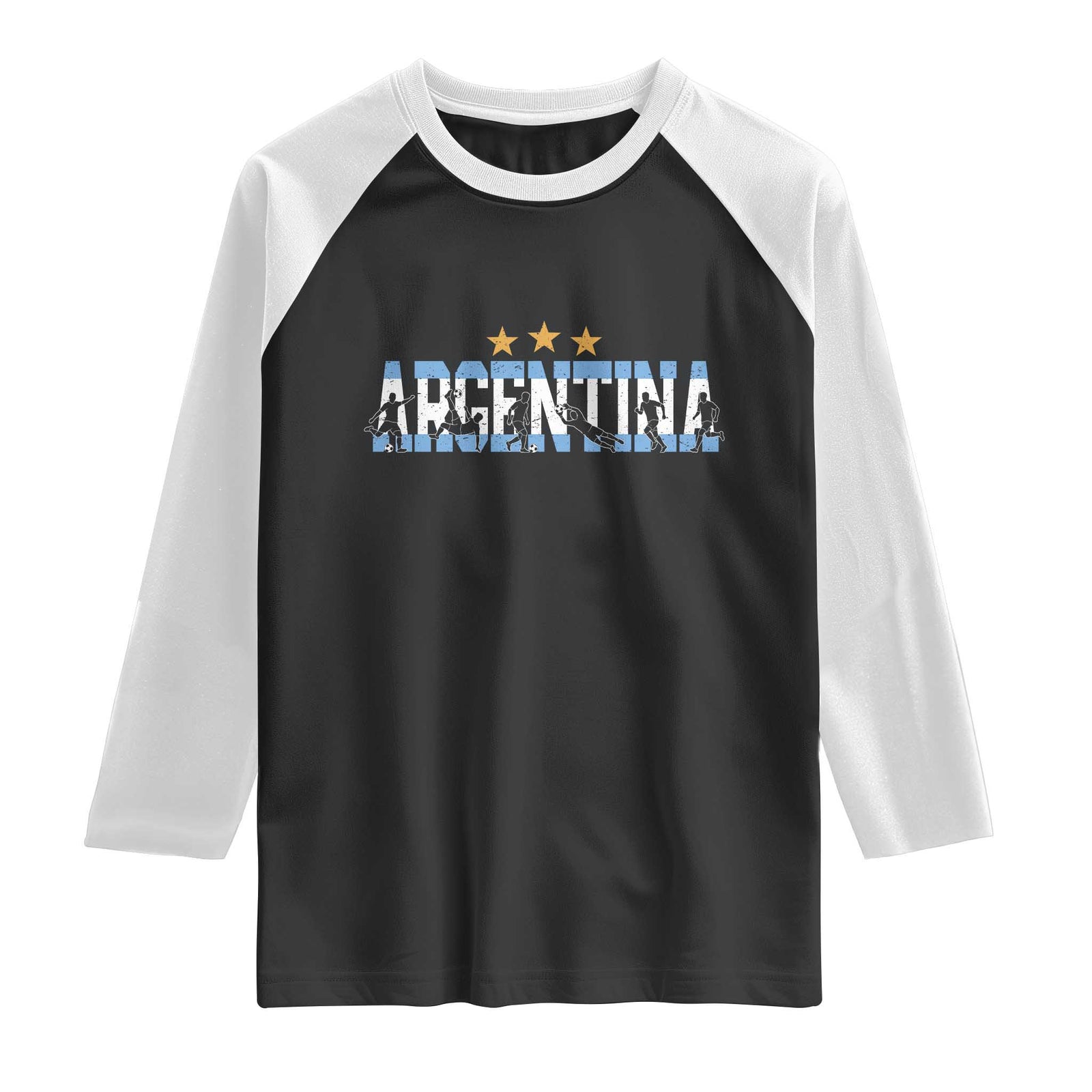 Proud Argentina Futbol Supporter National Pride Gift Raglan Shirt TS12 Black White Print Your Wear