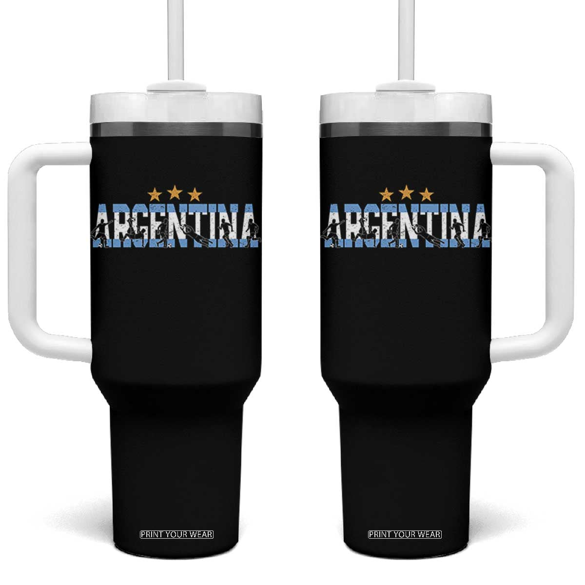 Proud Argentina Futbol Supporter National Pride Gift Tumbler With Handle