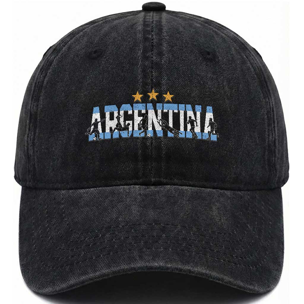 Proud Argentina Futbol Supporter National Pride Gift Washed Cotton Baseball Cap TS12 Print Your Wear
