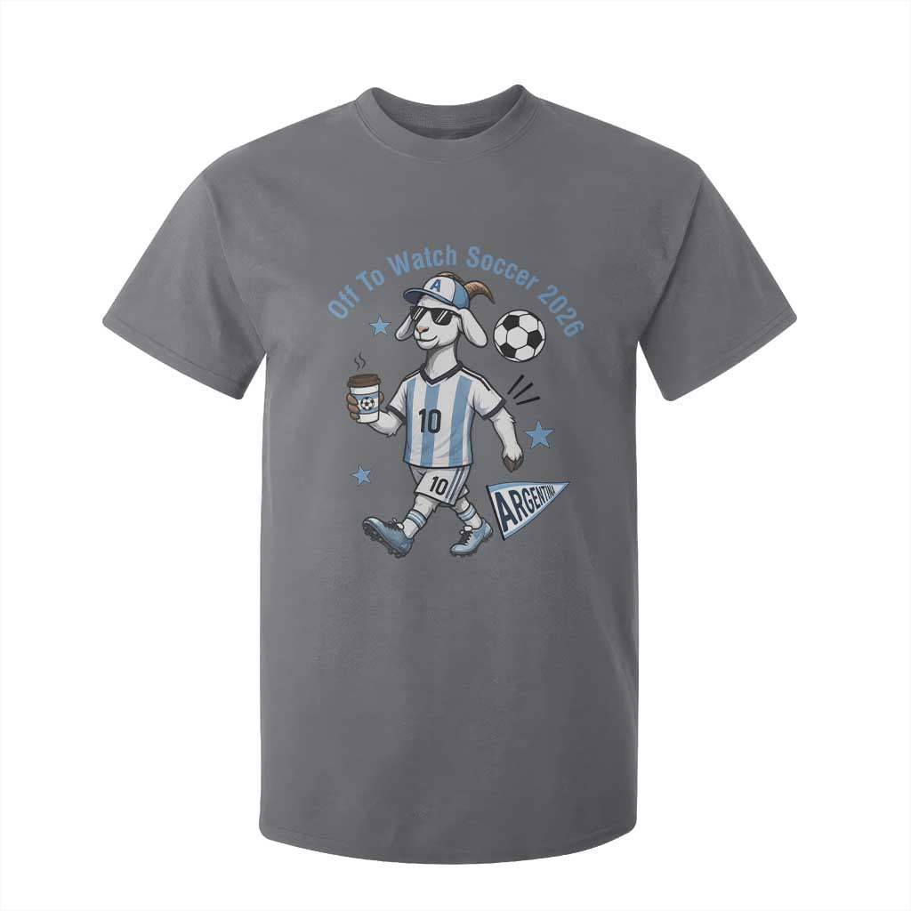 Funny Goat Football Lover T Shirt For Kid Off To Watch Argentina Soccer 2026