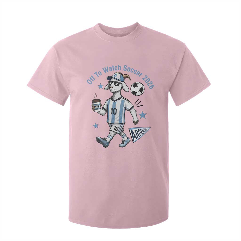 Funny Goat Football Lover T Shirt For Kid Off To Watch Argentina Soccer 2026