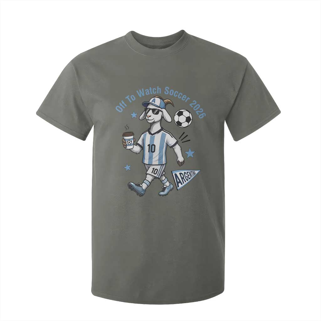 Funny Goat Football Lover T Shirt For Kid Off To Watch Argentina Soccer 2026