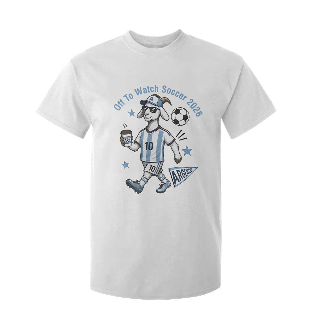 Funny Goat Football Lover T Shirt For Kid Off To Watch Argentina Soccer 2026