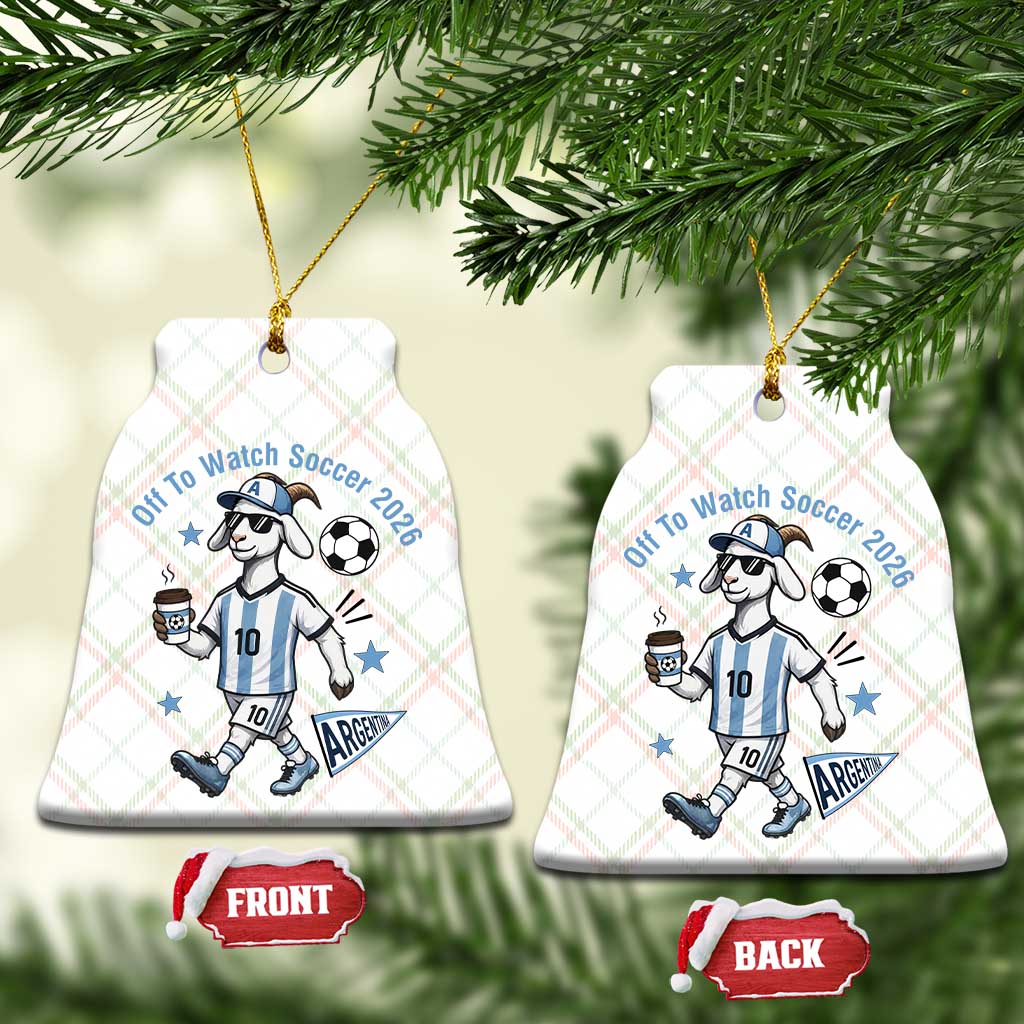 Funny Goat Football Lover Ceramic Ornament Off To Watch Argentina Soccer 2026