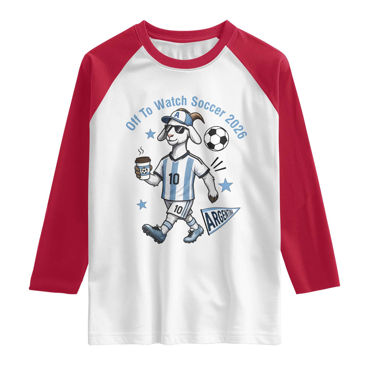 Funny Goat Football Lover Raglan Shirt Off To Watch Argentina Soccer 2026