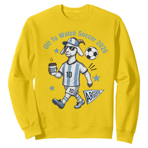 Funny Goat Football Lover Sweatshirt Off To Watch Argentina Soccer 2026
