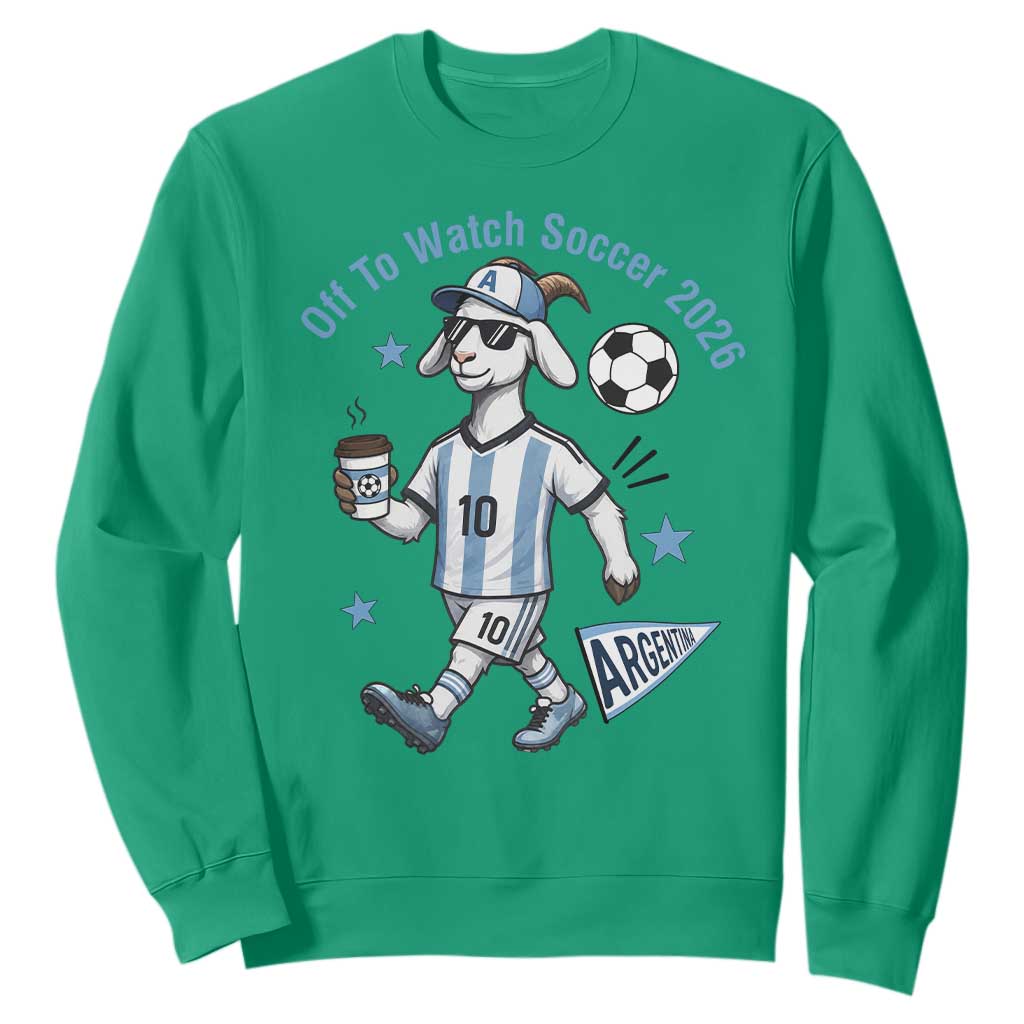 Funny Goat Football Lover Sweatshirt Off To Watch Argentina Soccer 2026