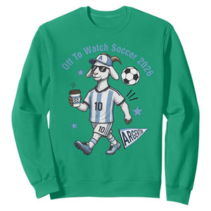 Funny Goat Football Lover Sweatshirt Off To Watch Argentina Soccer 2026
