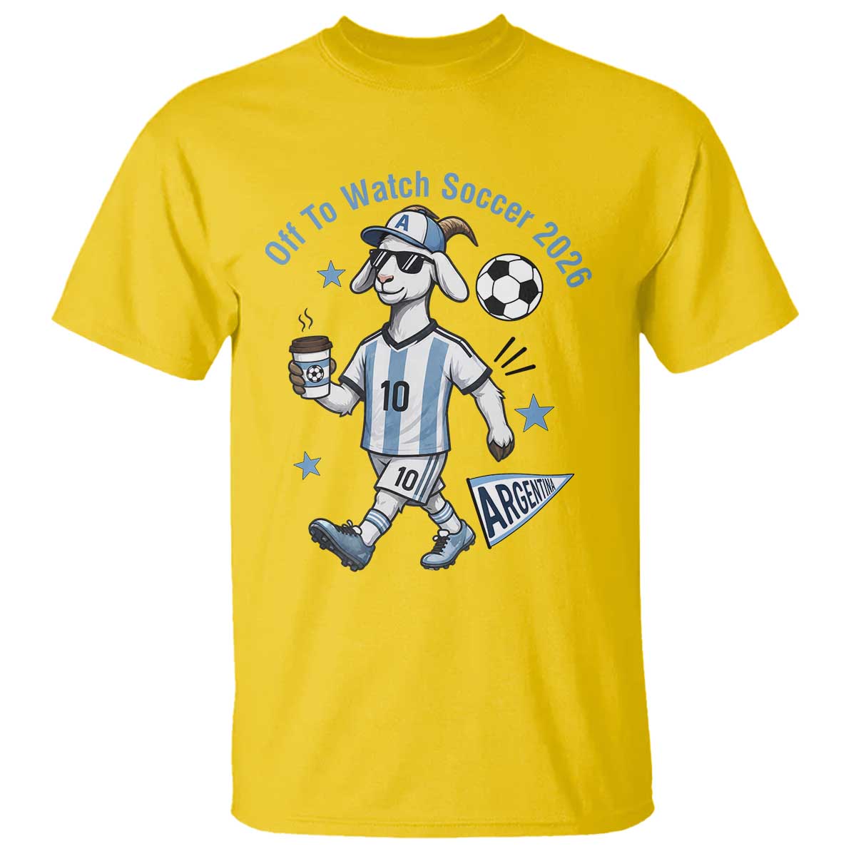 Funny Goat Football Lover T Shirt Off To Watch Argentina Soccer 2026