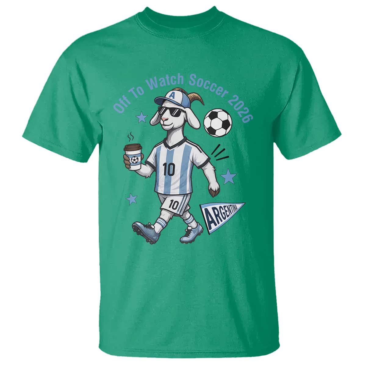 Funny Goat Football Lover T Shirt Off To Watch Argentina Soccer 2026