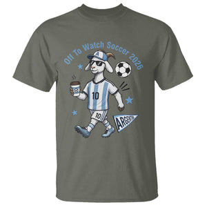 Funny Goat Football Lover T Shirt Off To Watch Argentina Soccer 2026