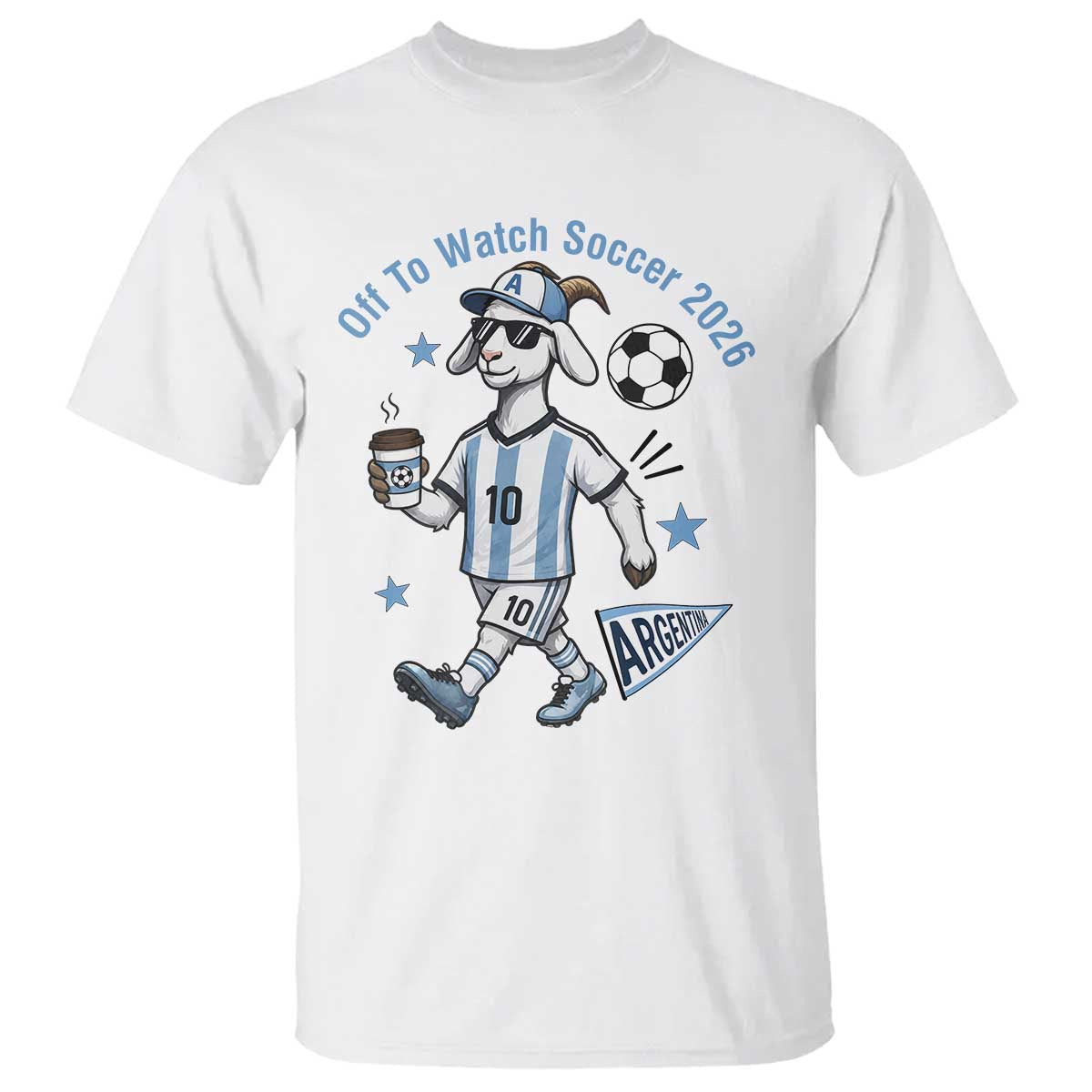 Funny Goat Football Lover T Shirt Off To Watch Argentina Soccer 2026