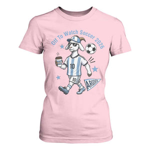 Funny Goat Football Lover T Shirt For Women Off To Watch Argentina Soccer 2026
