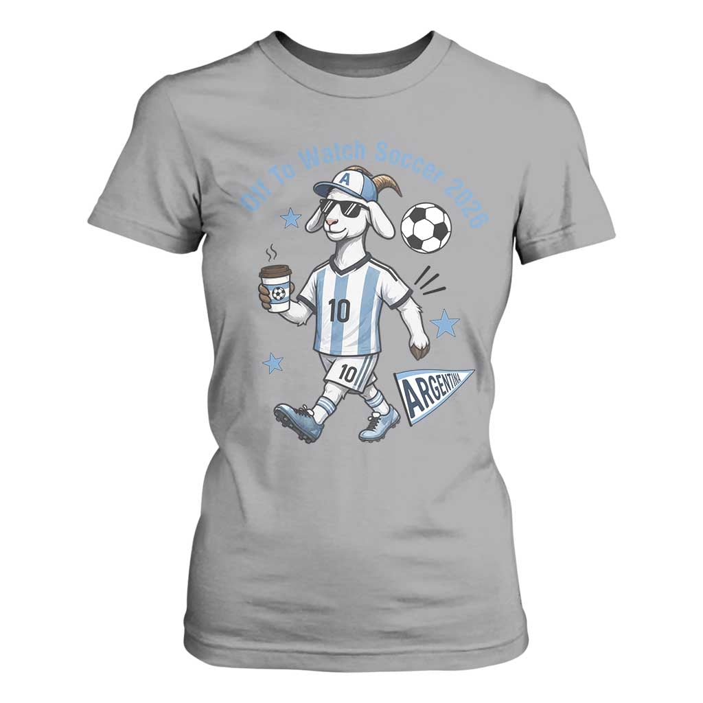 Funny Goat Football Lover T Shirt For Women Off To Watch Argentina Soccer 2026
