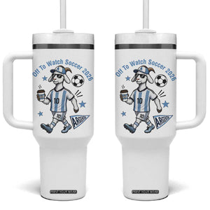 Funny Goat Football Lover Tumbler With Handle Off To Watch Argentina Soccer 2026