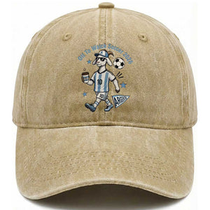 Funny Goat Football Lover Washed Cotton Baseball Cap Off To Watch Argentina Soccer 2026