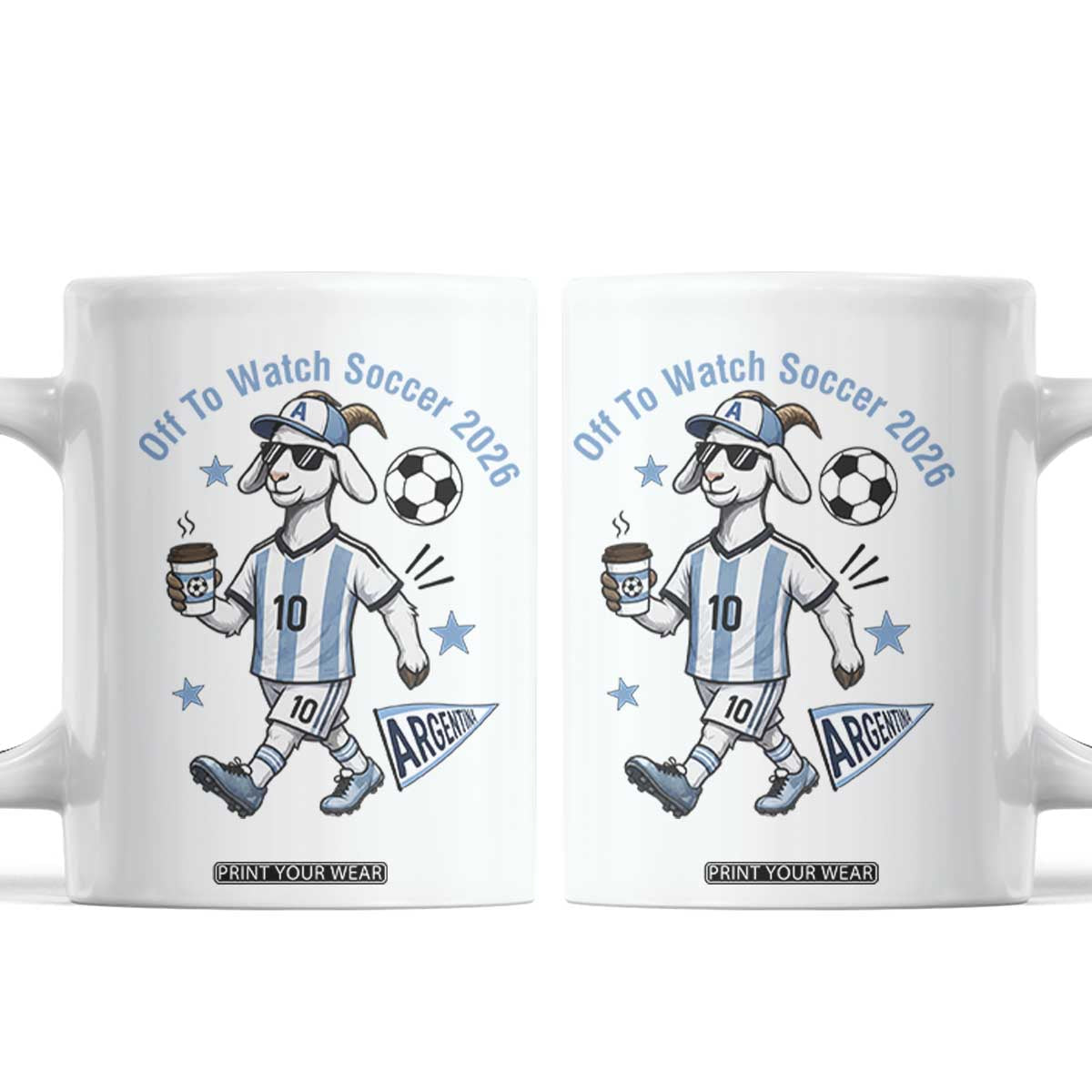 Funny Goat Football Lover Coffee Mug Off To Watch Argentina Soccer 2026