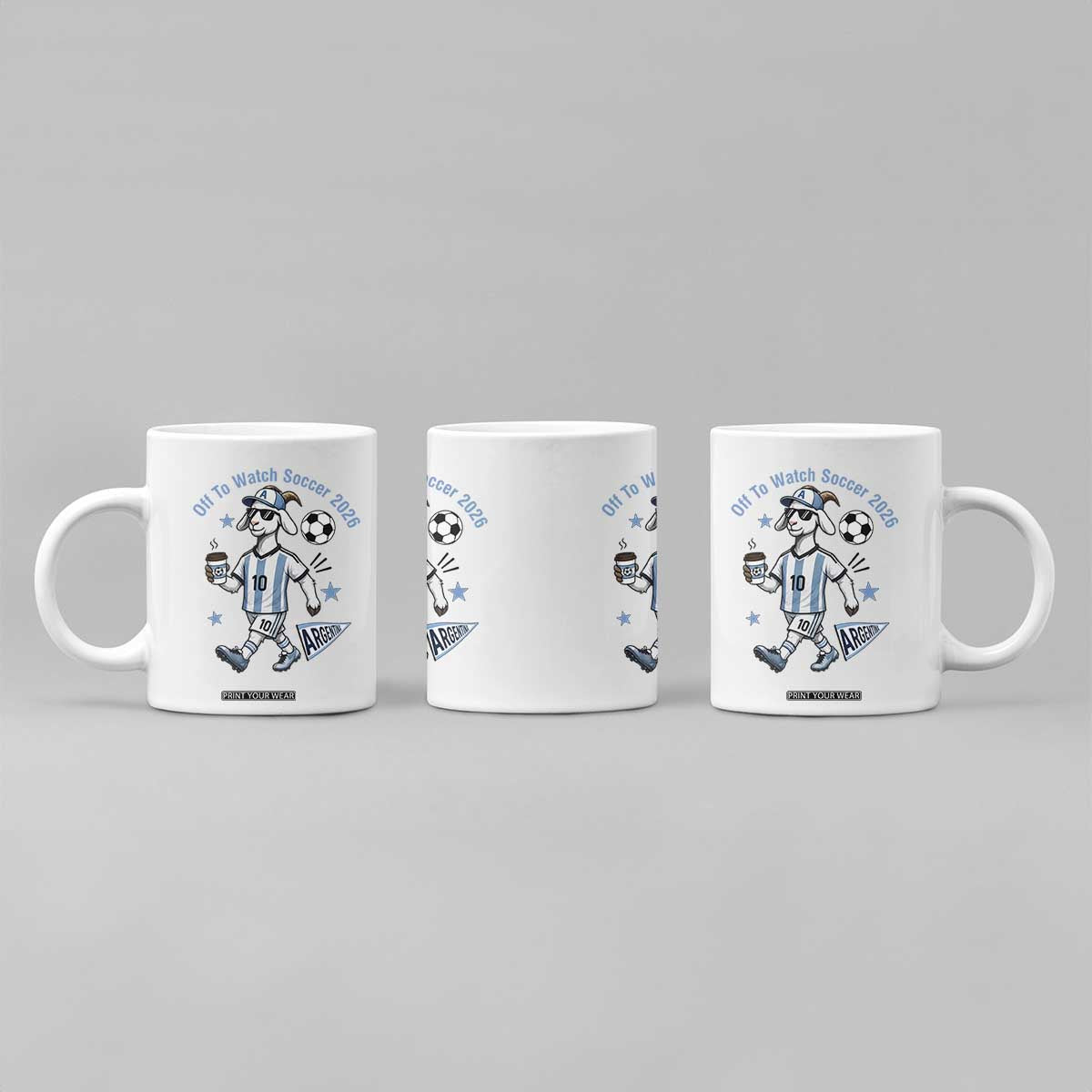 Funny Goat Football Lover Coffee Mug Off To Watch Argentina Soccer 2026