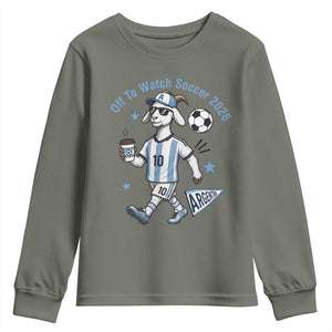 Funny Goat Football Lover Youth Sweatshirt Off To Watch Argentina Soccer 2026