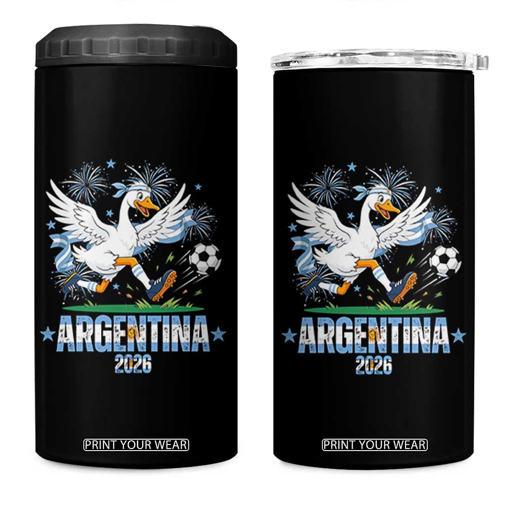 Funny Argentina Soccer Goose 4 in 1 Can Cooler Tumbler Football Fan Graphic