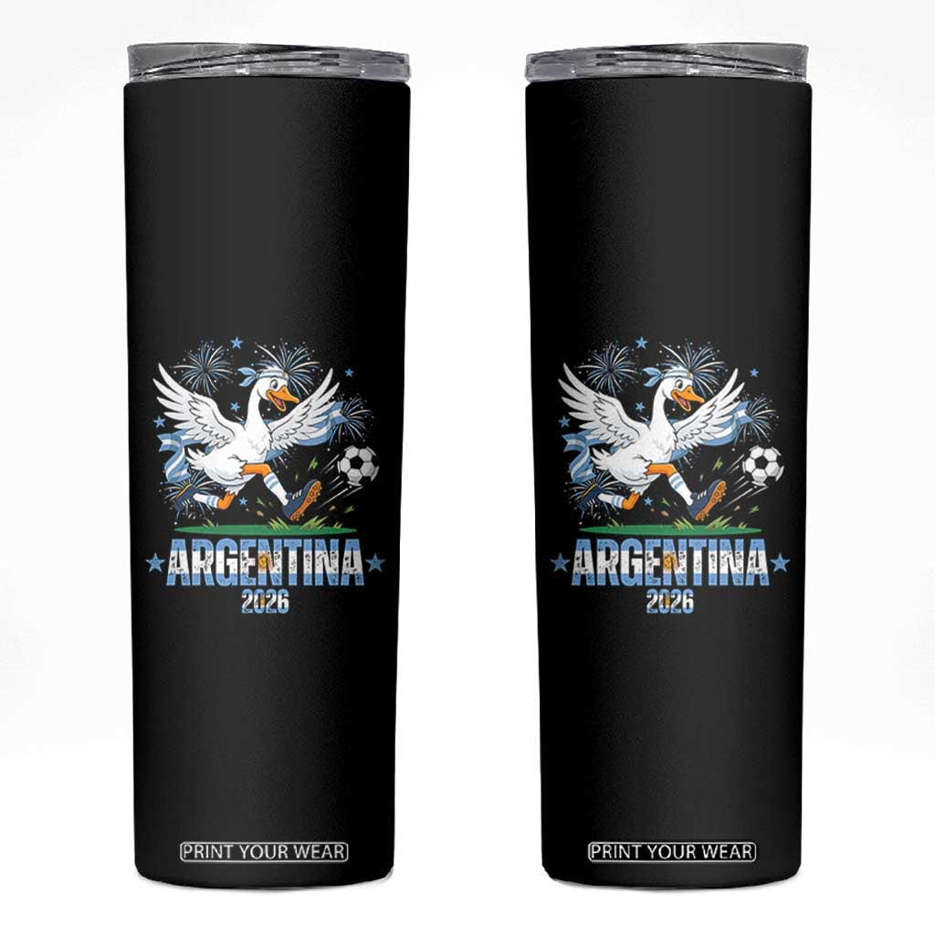 Funny Argentina Soccer Goose Skinny Tumbler Football Fan Graphic