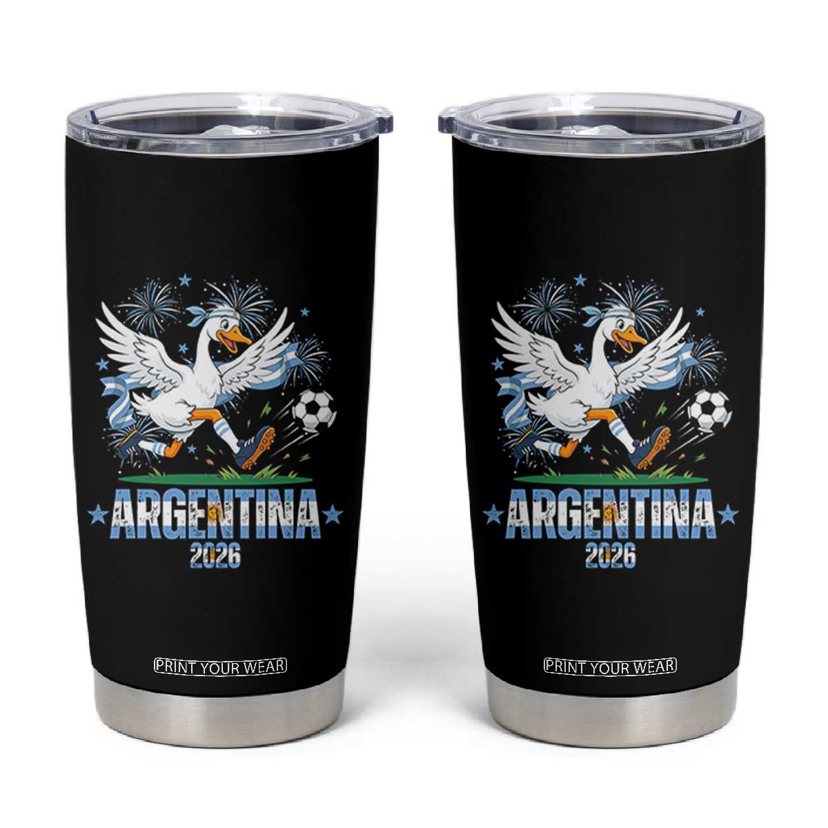 Funny Argentina Soccer Goose Tumbler Cup Football Fan Graphic