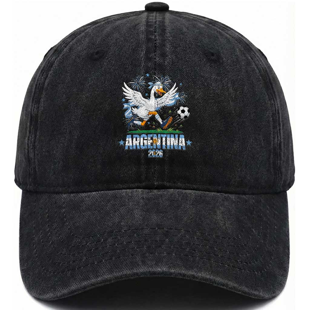 Funny Argentina Soccer Goose Washed Cotton Baseball Cap Football Fan Graphic TS12 Print Your Wear