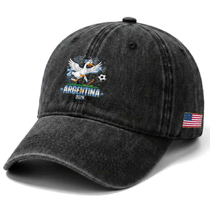 Funny Argentina Soccer Goose Washed Cotton Baseball Cap Football Fan Graphic