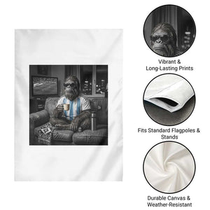 Funny Bigfoot Watching Soccer Garden Flag Argentina Futbol Fan