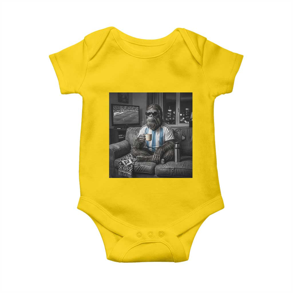 Funny Bigfoot Watching Soccer Baby Onesie Argentina Futbol Fan