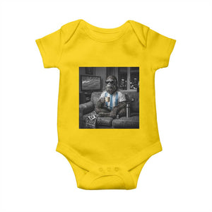 Funny Bigfoot Watching Soccer Baby Onesie Argentina Futbol Fan