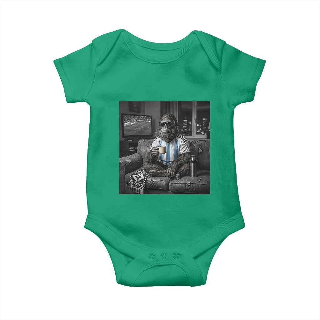 Funny Bigfoot Watching Soccer Baby Onesie Argentina Futbol Fan