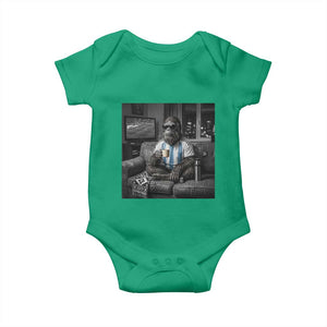 Funny Bigfoot Watching Soccer Baby Onesie Argentina Futbol Fan