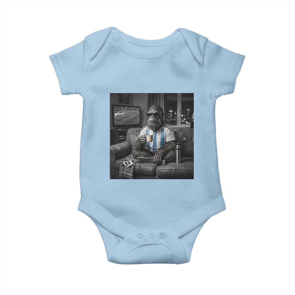 Funny Bigfoot Watching Soccer Baby Onesie Argentina Futbol Fan
