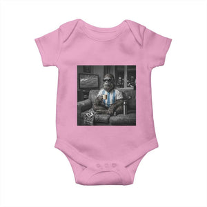Funny Bigfoot Watching Soccer Baby Onesie Argentina Futbol Fan