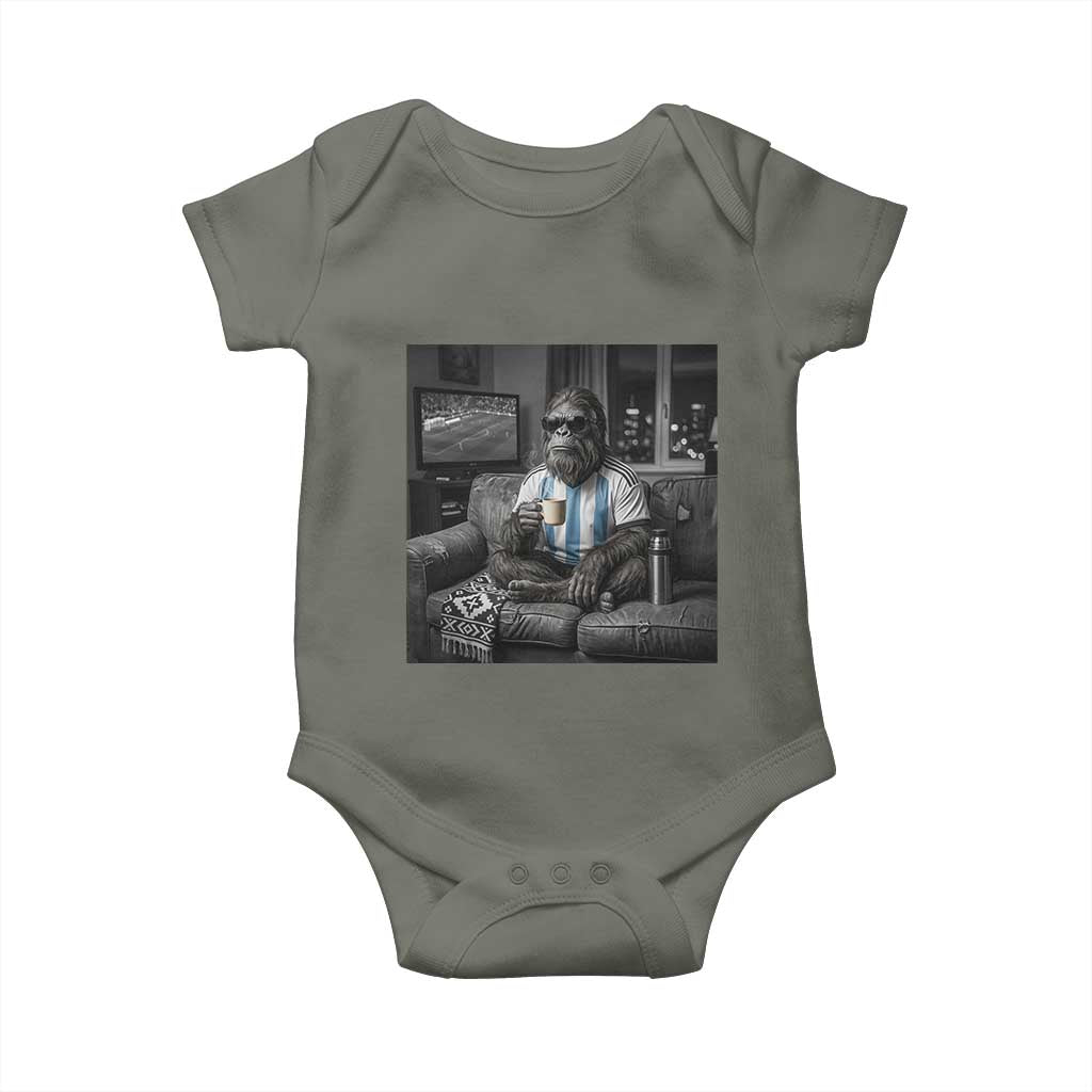 Funny Bigfoot Watching Soccer Baby Onesie Argentina Futbol Fan